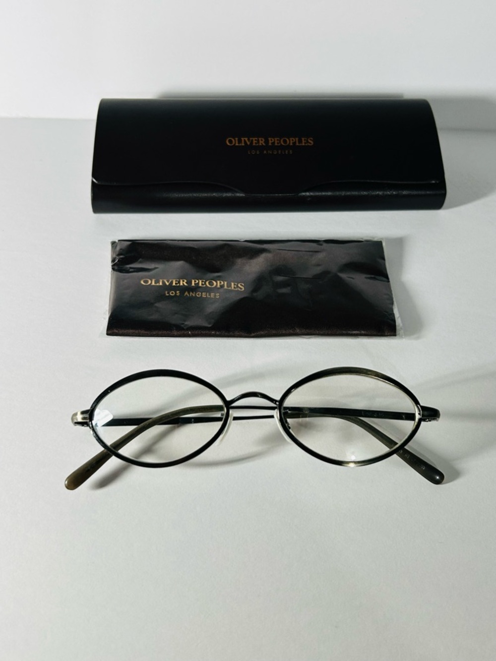 Oliver Peoples Black Oval Metal Frame Glasses
